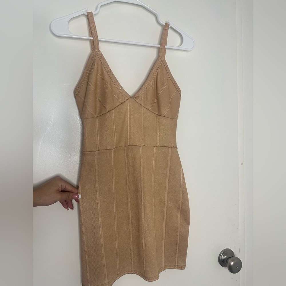 Champagne Sparkly Misguided Bodycon Dress